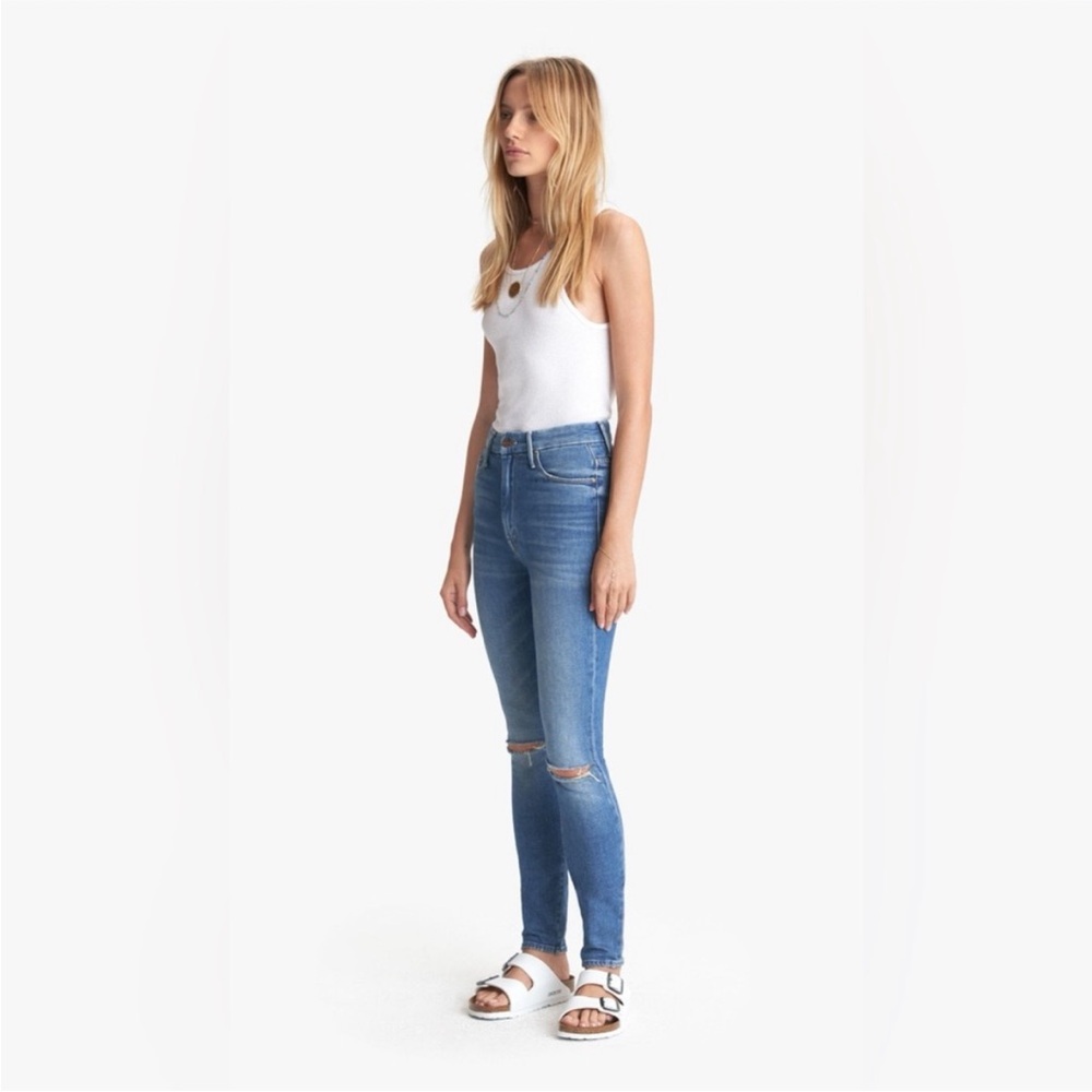 MOTHER Blue Ankle Crop Skinny Jeans